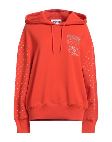 Shop Moschino Woman Sweatshirt Coral Size 10 Organic Cotton In Red