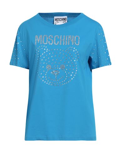 Shop Moschino Woman T-shirt Azure Size 14 Organic Cotton In Blue