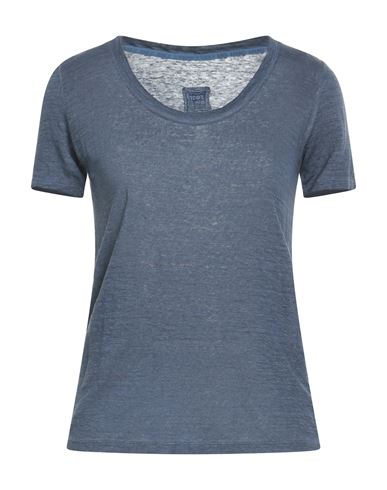 120% Lino Woman T-shirt Slate Blue Size L Linen