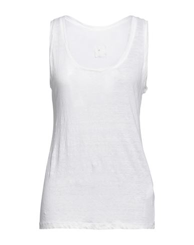 120% Woman Tank Top Light Grey Size Xs Linen In White