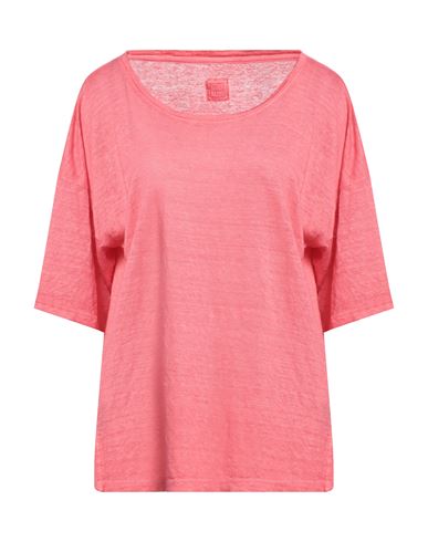 120% Woman T-shirt Coral Size M Linen In Red