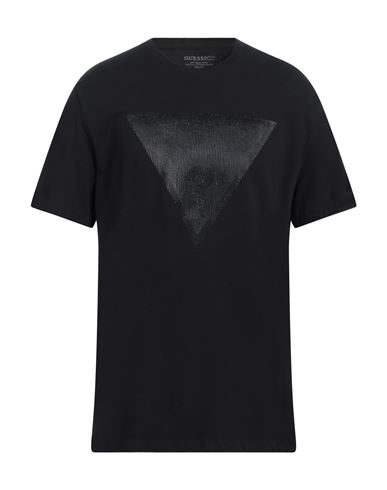 Guess Man T-shirt Black Size Xxl Organic Cotton, Cotton, Elastane