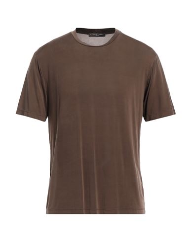 Shop Daniele Fiesoli Man T-shirt Brown Size L Cupro, Elastane