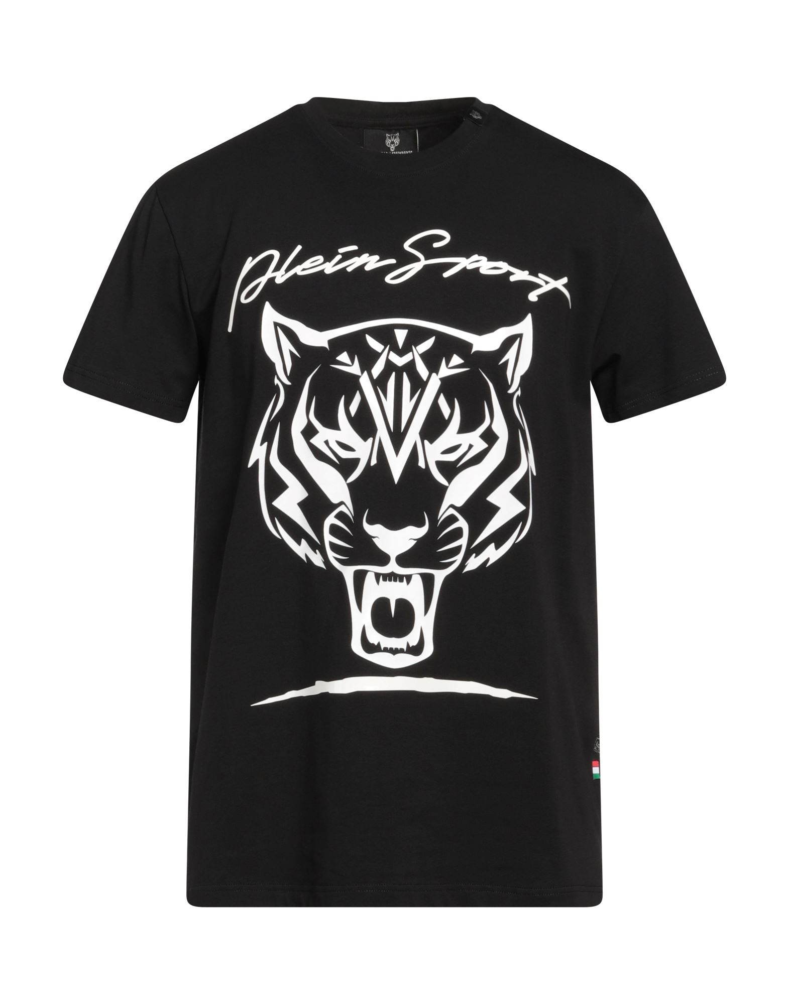 Plein Sport Cotton Embossed Printed  T-shirt In Black