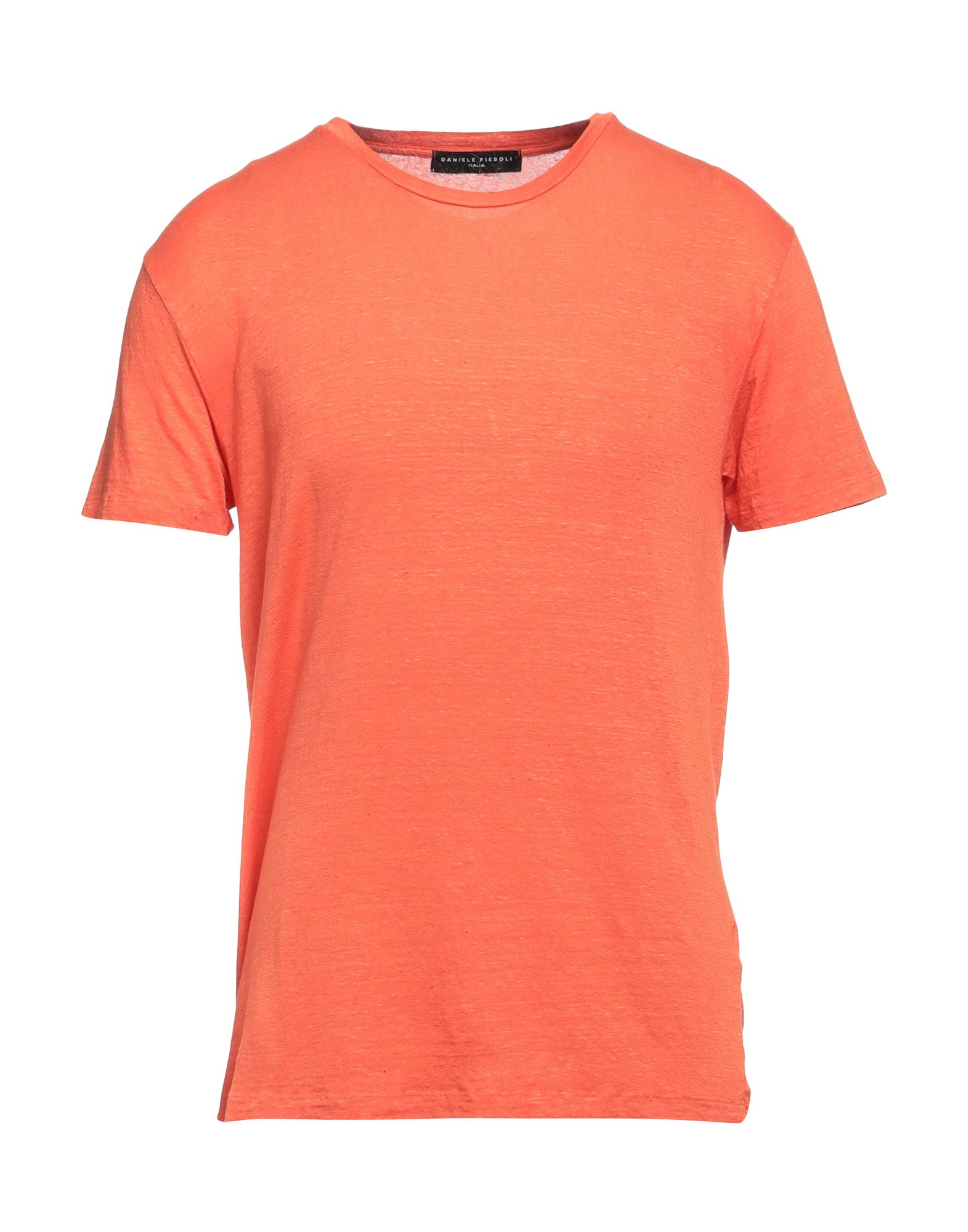 Shop Daniele Fiesoli Man T-shirt Orange Size Xl Linen, Elastane