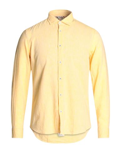 Manuel Ritz Man Shirt Yellow Size 15 ¾ Linen, Cotton