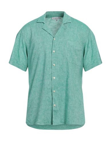 Manuel Ritz Man Shirt Green Size 15 ½ Linen, Cotton