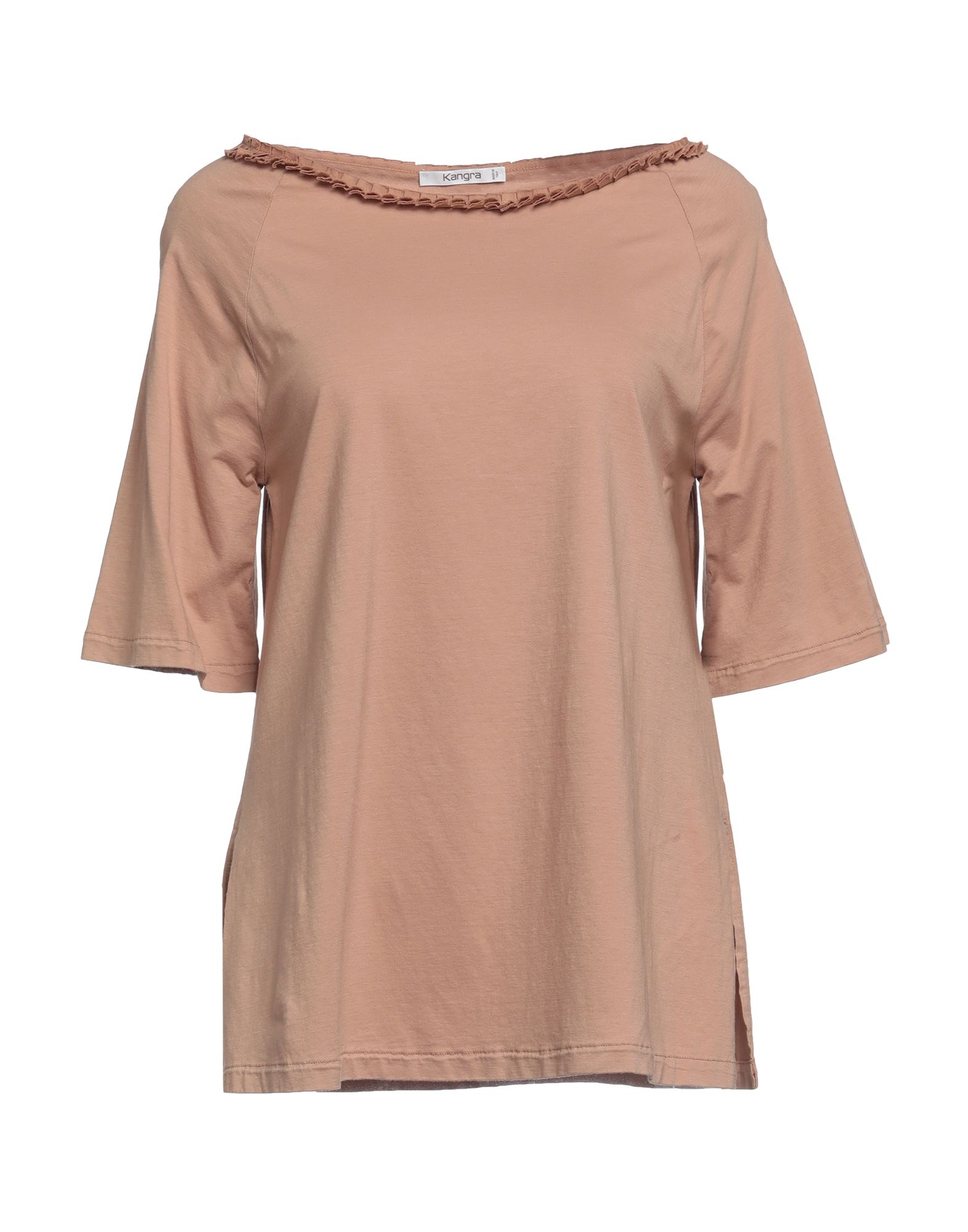 Shop Kangra Cashmere Kangra Woman T-shirt Light Brown Size 10 Cotton, Elastane In Beige