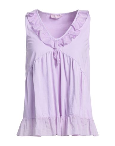 Markup Woman Top Lilac Size L Cotton In Purple