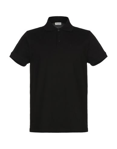Shop Saint Laurent Man Polo Shirt Black Size M Cotton