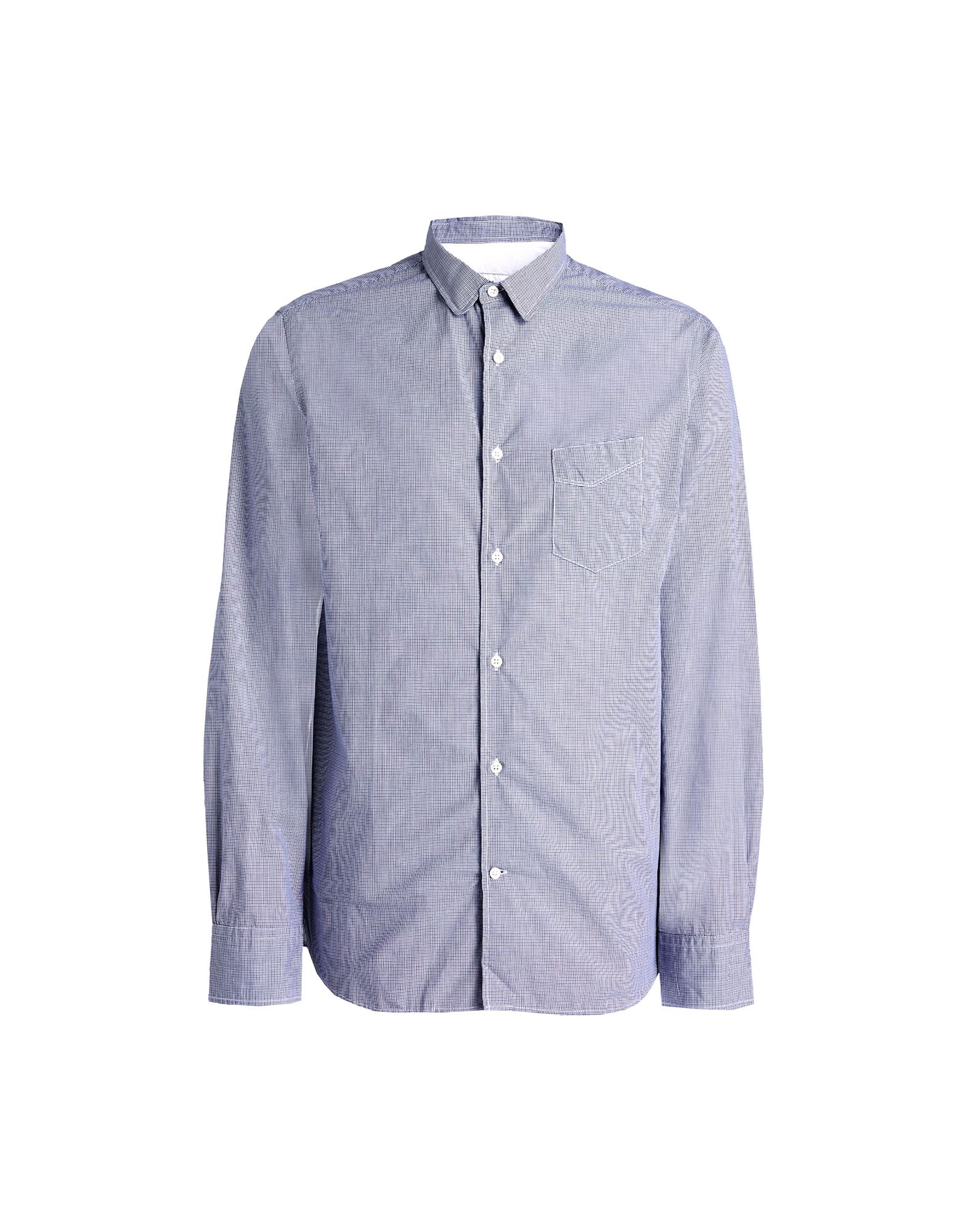 Officine Generale Dante Long Sleeve Cotton Shirt In Slate Blue