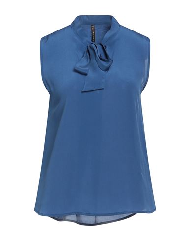 Manila Grace Woman Top Navy Blue Size 12 Silk