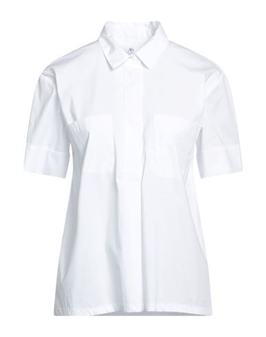 Anna Seravalli Woman Shirt White Size 6 Cotton, Polyamide, Elastane