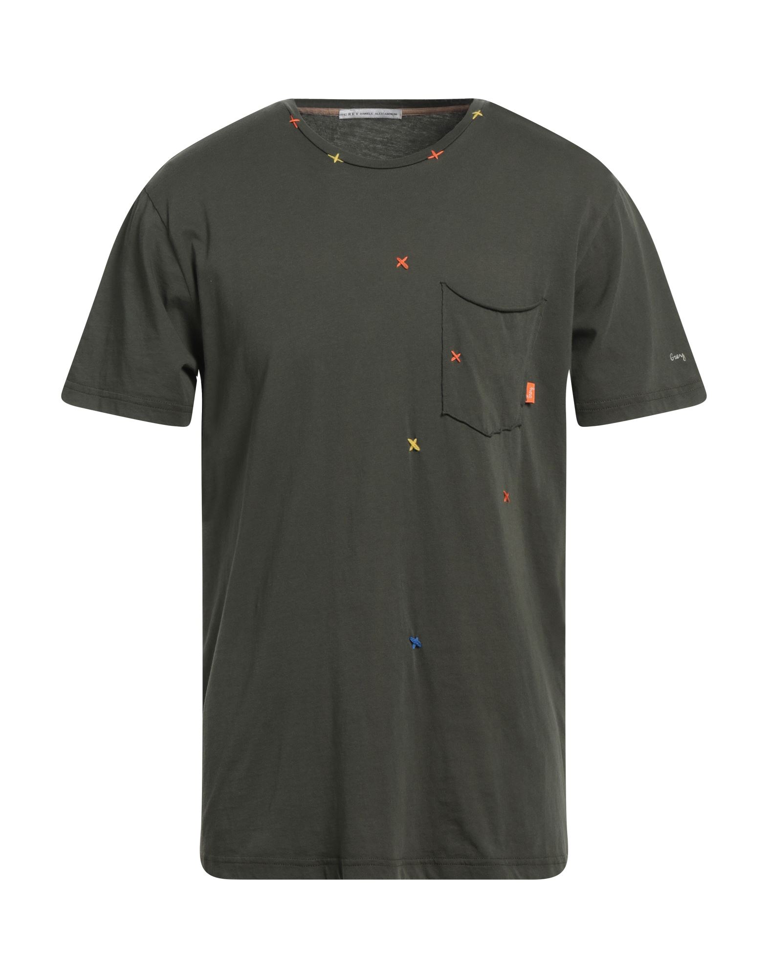 Grey Daniele Alessandrini T-shirts In Military Green