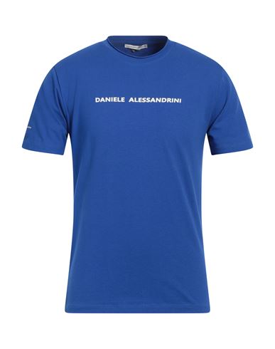 Grey Daniele Alessandrini Man T-shirt Bright Blue Size S Cotton, Elastane