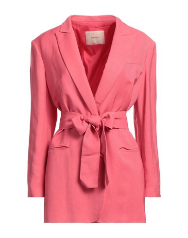 Twinset Woman Suit Jacket Coral Size 4 Viscose, Linen In Red