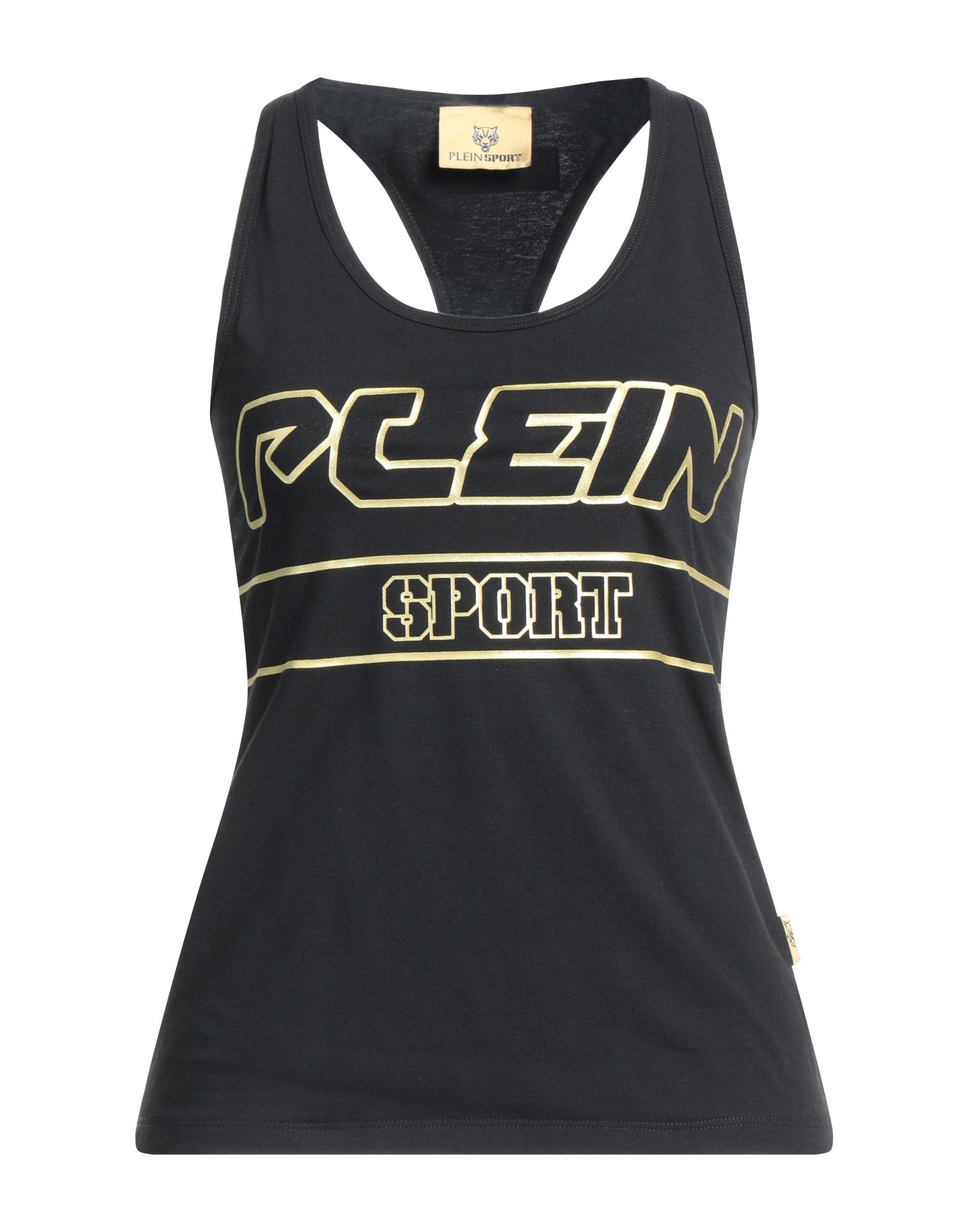 PLEIN SPORT PLEIN SPORT WOMAN TANK TOP BLACK SIZE S COTTON, ELASTANE