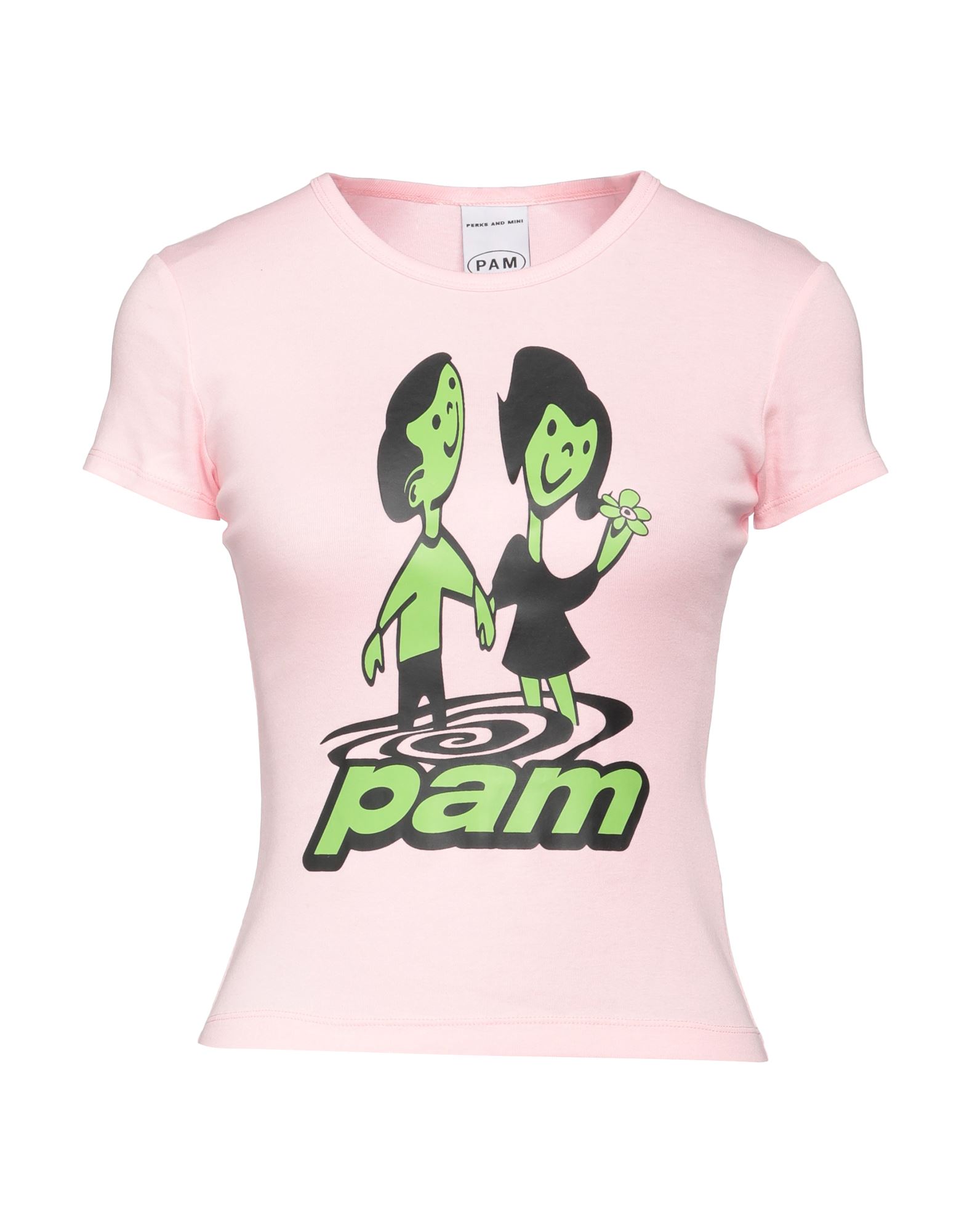 PERKS AND MINI P. A.M. PERKS AND MINI WOMAN T-SHIRT PINK SIZE S COTTON, ELASTANE