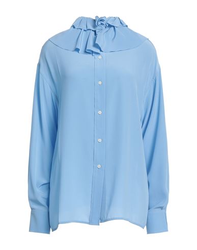 Shop Victoria Beckham Woman Shirt Sky Blue Size 8 Organic Cotton, Polyester