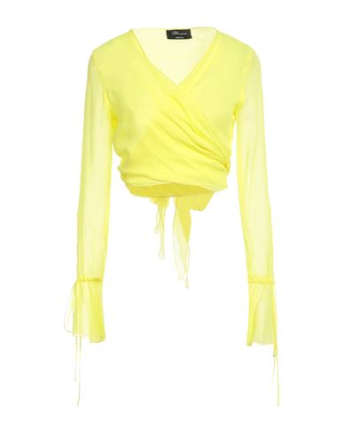Blumarine Woman Wrap Cardigans Yellow Size 4 Silk, Elastane, Polyester, Cotton, Viscose