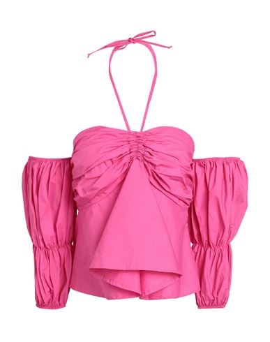 Shop Akep Woman Top Fuchsia Size M Cotton In Pink