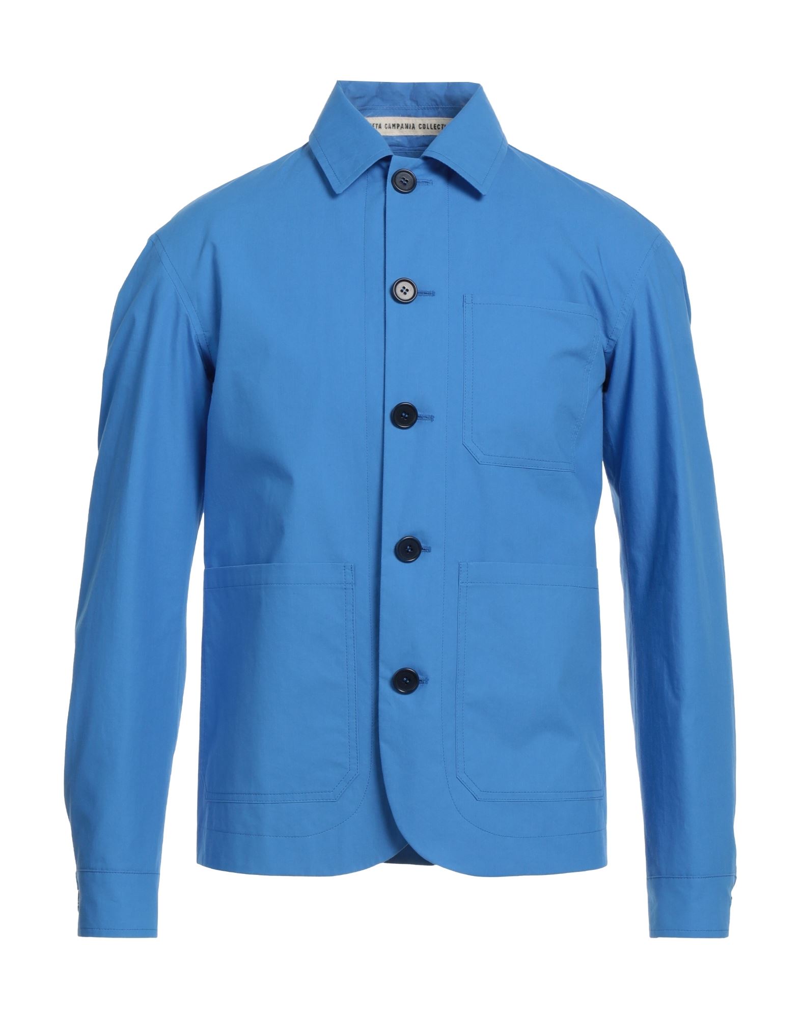 Shop Meta Campania Collective Man Shirt Azure Size S Organic Cotton In Blue