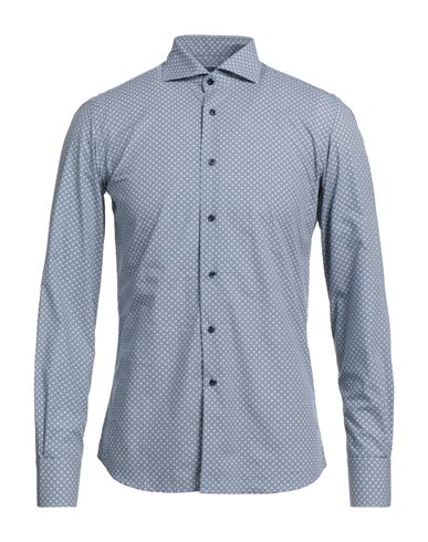 Domenico Tagliente Man Shirt Slate Blue Size 17 Cotton