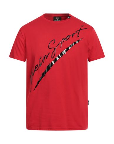 Plein Sport Man T-shirt Red Size L Cotton, Elastane