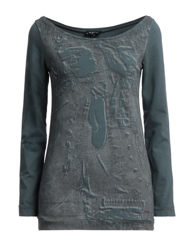 Shop Byblos Woman T-shirt Lead Size S Cotton, Elastane In Grey
