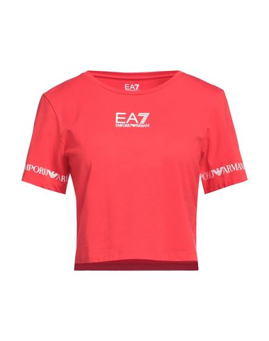 Ea7 Woman T-shirt Red Size S Cotton, Elastane