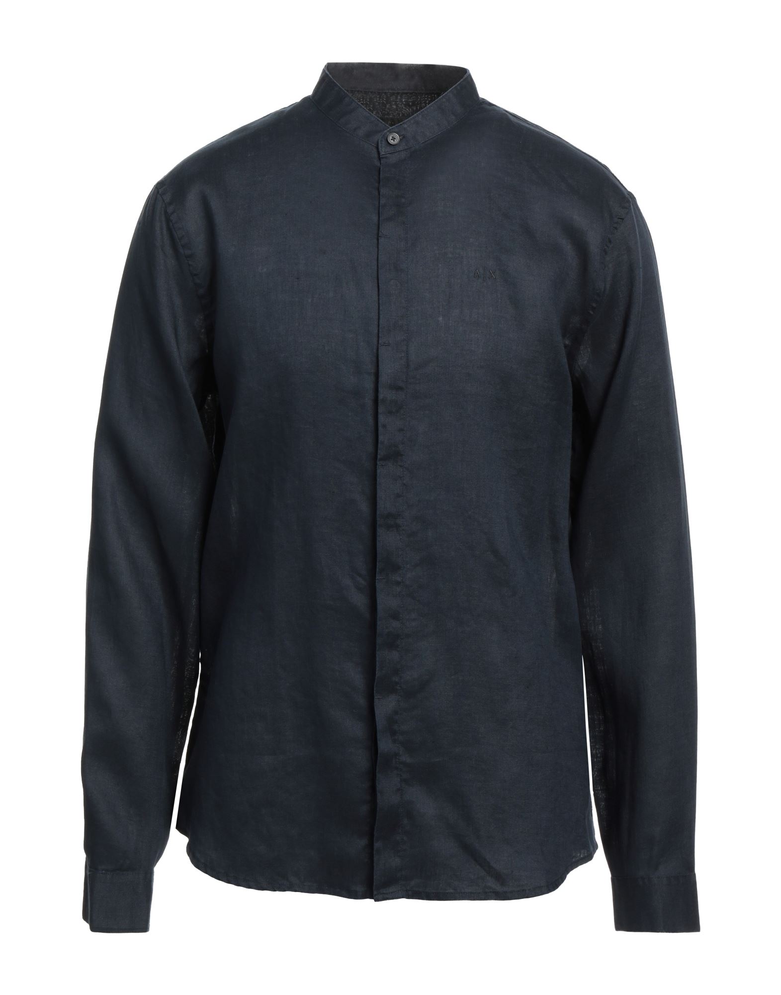 Armani Exchange Plain Shirt Navy Blue Linen