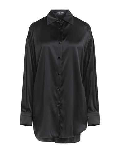 Tom Ford Stretch Silk Satin Relaxed Fit Shirt Clothing In Black