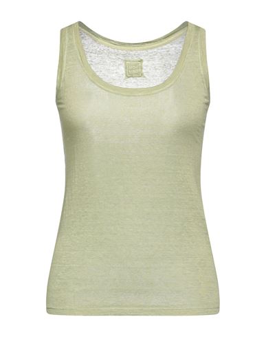 120% Woman Tank Top Sage Green Size Xxs Linen