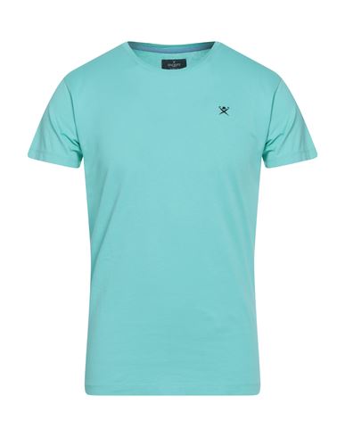Hackett Man T-shirt Turquoise Size S Cotton In Blue