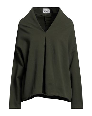 Alessia Santi Woman Sweatshirt Military Green Size 2 Cotton, Elastane