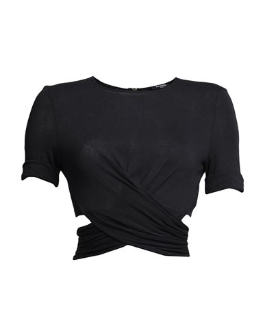 Balmain Woman T-shirt Black Size 6 Polyester, Cotton