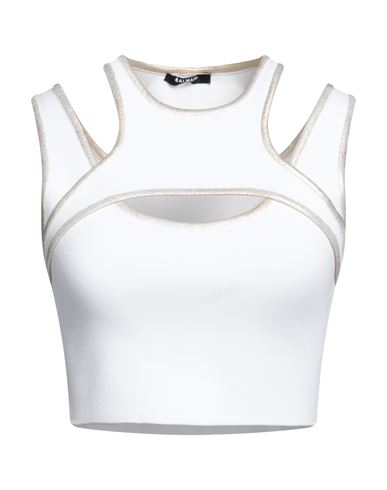 Balmain Woman Top White Size 4 Viscose, Polyamide, Elastane