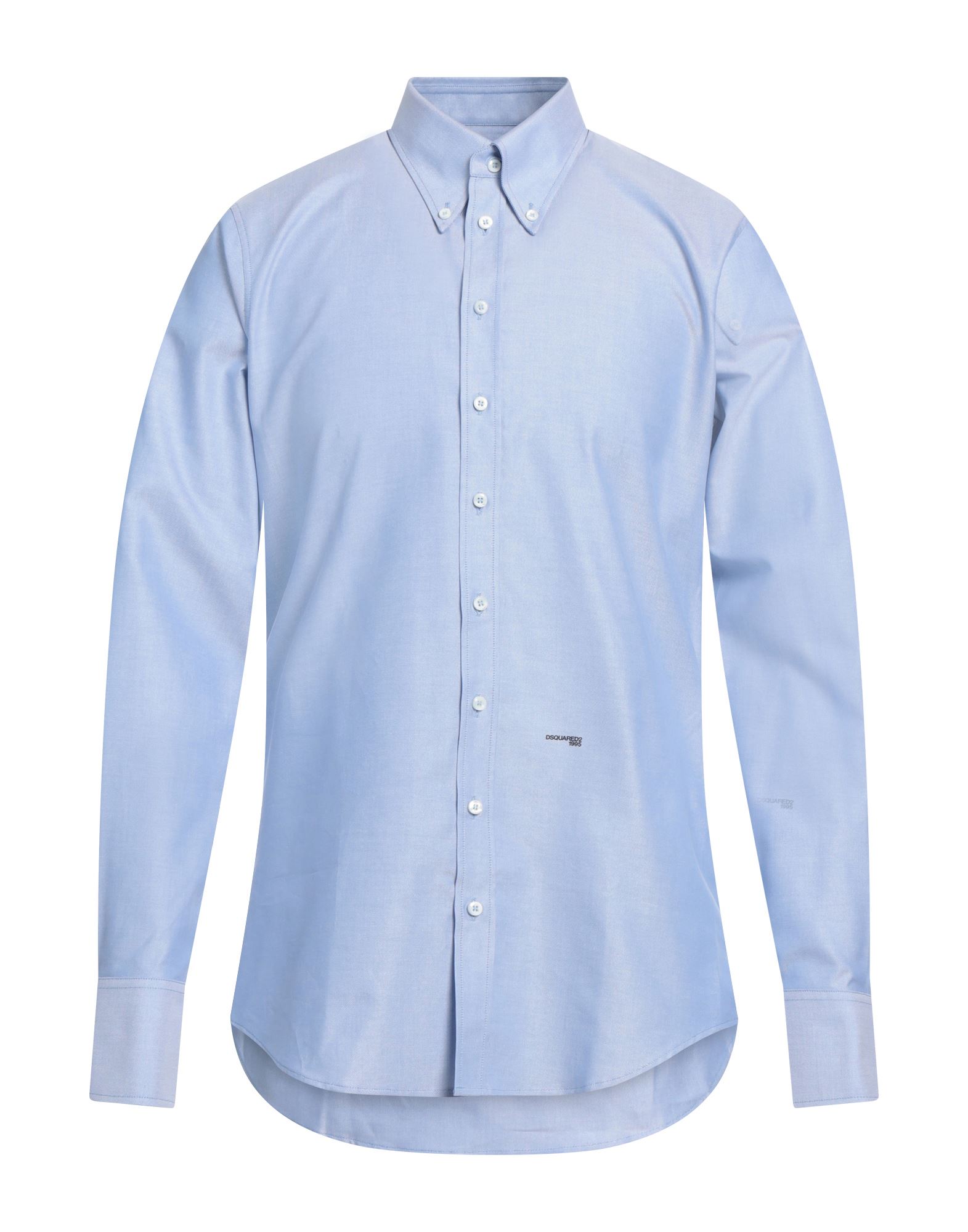 Shop Dsquared2 Man Shirt Azure Size 40 Cotton In Blue