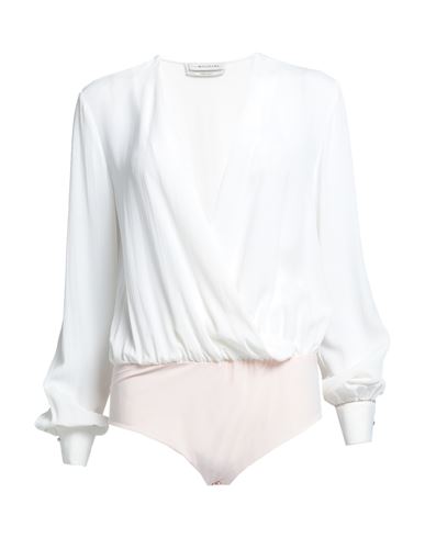 Anna Molinari Woman Bodysuit White Size 8 Acetate, Silk, Polyamide, Elastane, Brass