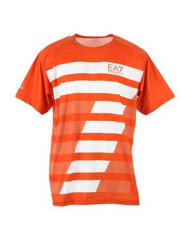 Ea7 Man T-shirt Orange Size Xxl Polyester, Elastane