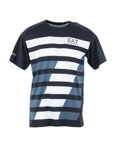Ea7 Man T-shirt Midnight Blue Size Xxs Polyester, Elastane