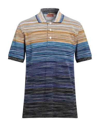 Missoni Man Polo Shirt Azure Size 3xl Cotton In Blue