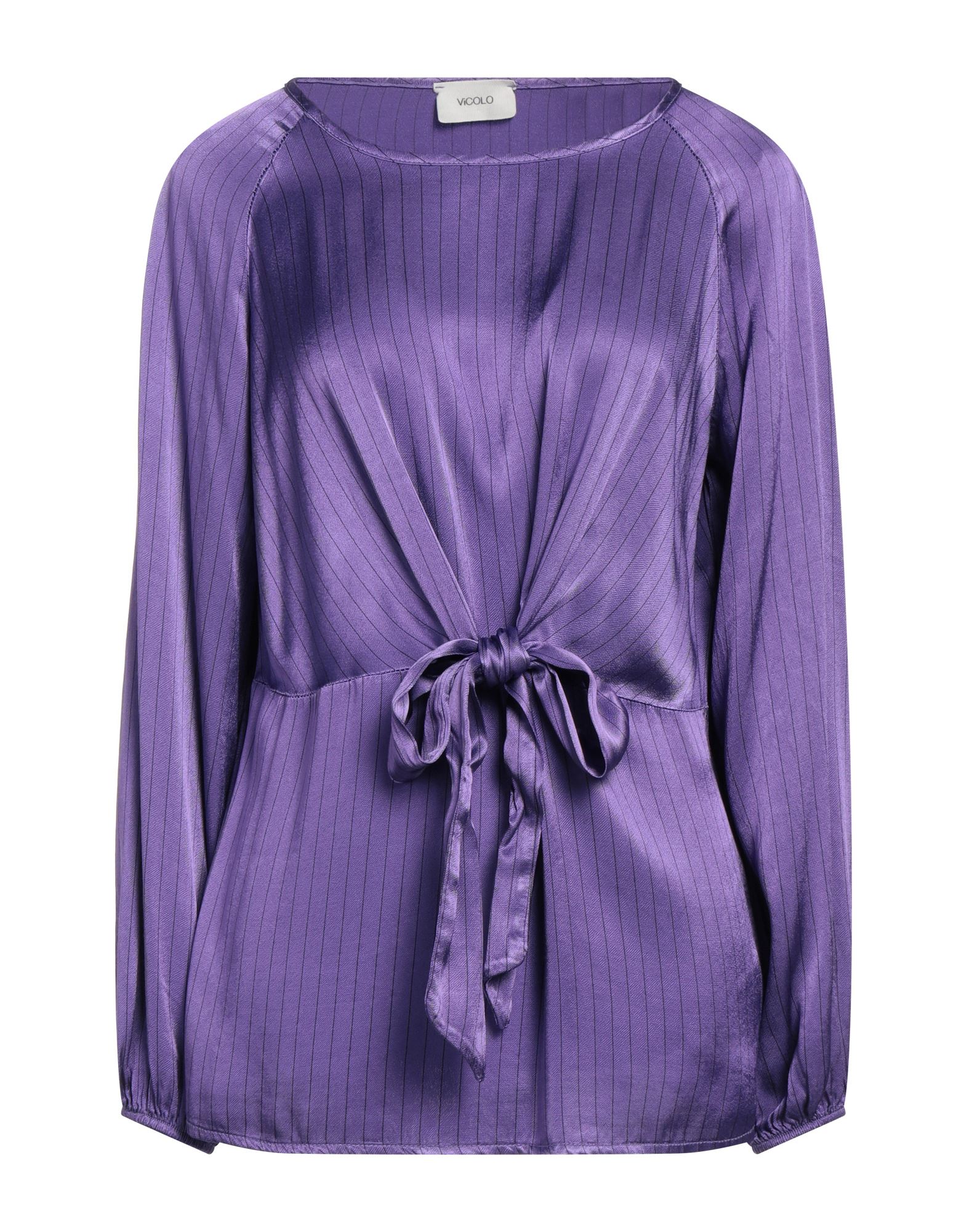 VICOLO VICOLO WOMAN BLOUSE PURPLE SIZE M VISCOSE, POLYESTER