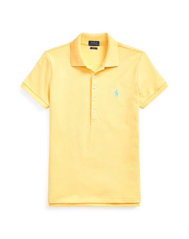 Shop Polo Ralph Lauren Slim Fit Stretch Polo Shirt Woman Polo Shirt Yellow Size L Cotton, Elastane