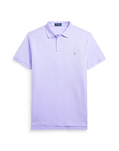 Polo Ralph Lauren Man Polo Shirt Lilac Size Xxl Cotton In Purple