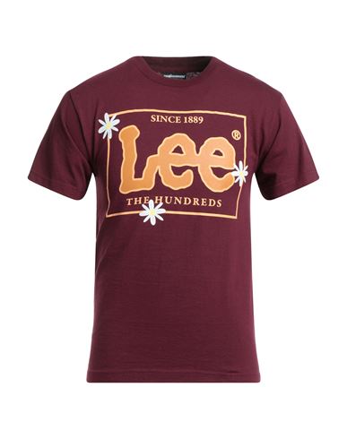 Lee X The Hundreds Man T-shirt Burgundy Size Xxl Cotton In Red