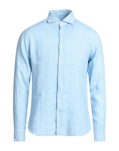 Tintoria Mattei 954 Man Shirt Light Blue Size 17 ¾ Linen