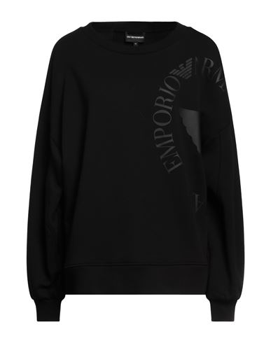 Emporio Armani Woman Sweatshirt Black Size 10 Cotton, Polyester
