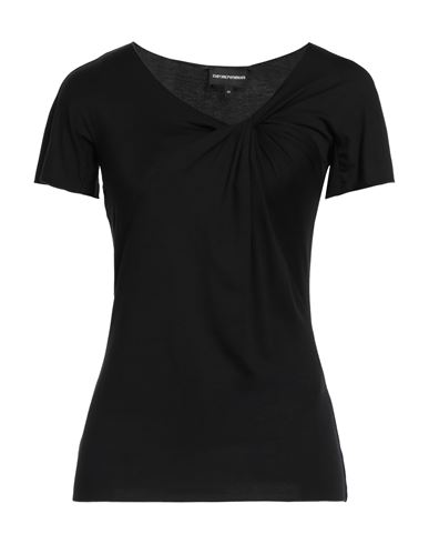 Emporio Armani Woman T-shirt Black Size 14 Viscose, Elastane