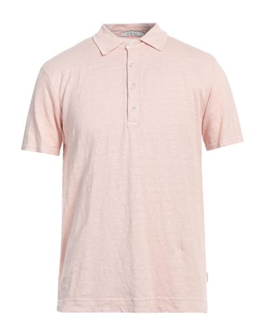 Crossley Man Polo Shirt Blush Size L Linen, Elastane In Pink